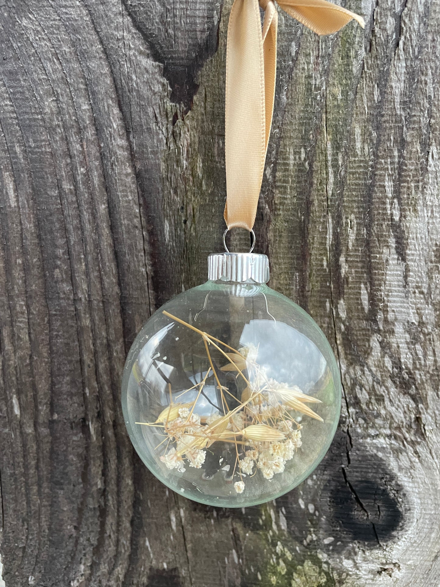 Glass Ornament with Dried Flowers